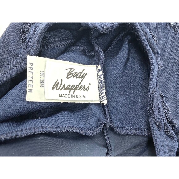 Body Wrappers VTG Embossed Floral Navy SS Dance Leotard Size Preteen Adult XS/S - Picture 12 of 16